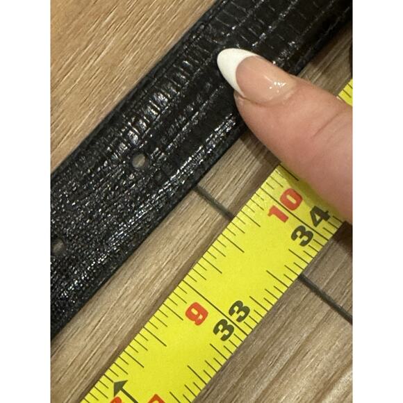 Judith Jack 1990s Black Leather Marcasite Buckle Belt MED Silvertone Western - Picture 11 of 16